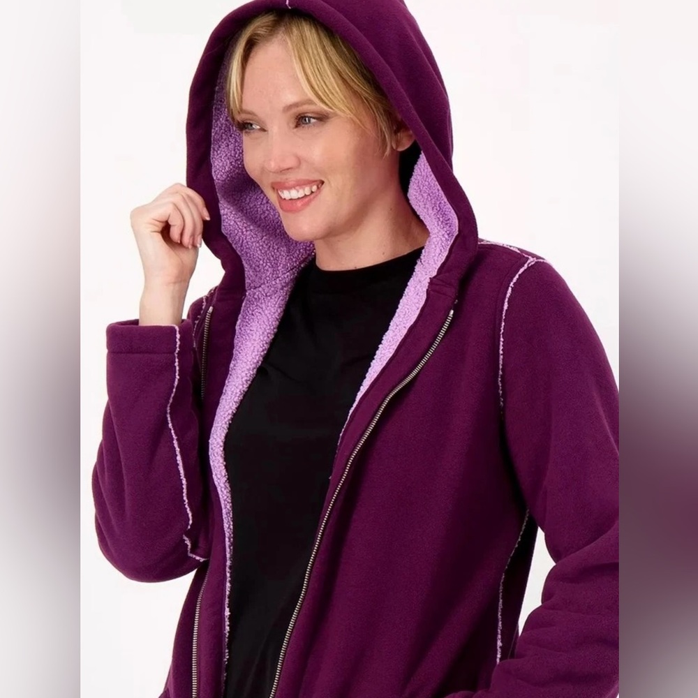 Susan Graver Reversible Polar Fleece & Sherpa Coat Purple Lilac. Lightly Used